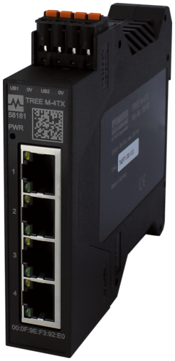 TREE PROFINET managed Switch  4x10/100BT IP20  plastic RJ45 
